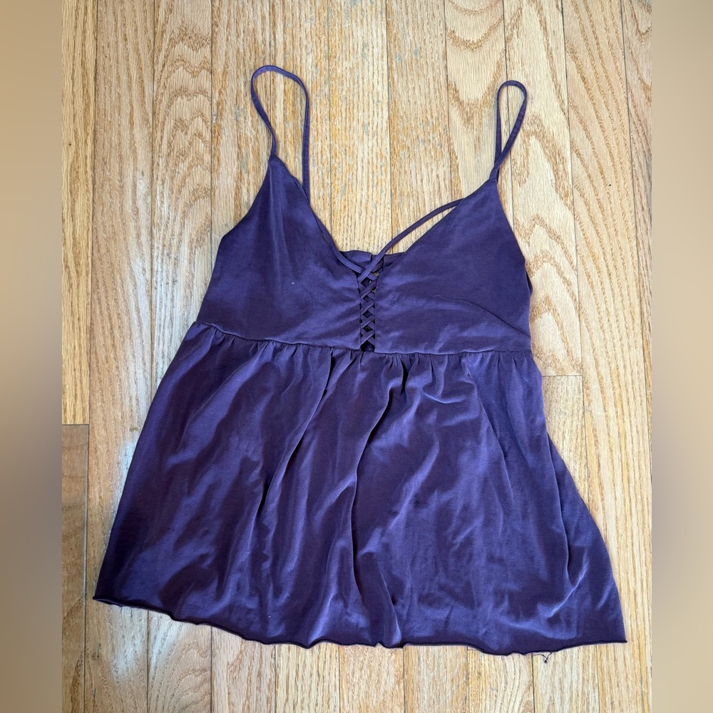 American Eagle Soft And Sexy Sueded Lace Up  purple  Tank small small stain